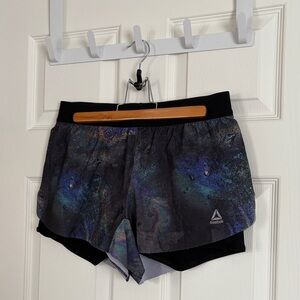 Reebok Women's Black Iridescent Print Athletic Shorts